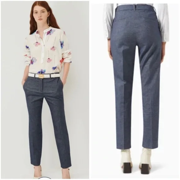Marella Amedea Trousers Cropped In Navy Size 12 - Picture 1 of 8